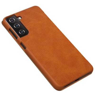 Samsung Galaxy S21+ (G996B) greznais Nillkin Qin sērijas ādas atvērams brūns maciņš, maks | Vacins.lv