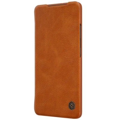 Роскошный коричневый кожаный чехол Nillkin Qin Series для Samsung Galaxy S21 Ultra (G998B) | Vacins.lv