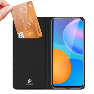 Huawei P smart 2021 „Dux Ducis“ Skin sērijas melns ādas atvērams maciņš | Vacins.lv