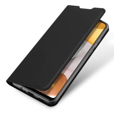 Dux Ducis Skin серии Samsung Galaxy A12 (A125F) чёрный кожаный чехол-книжка | Vacins.lv