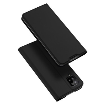 Samsung Galaxy A12 (A125F) Dux Ducis Skin sērijas melns ādas atvērams maciņš | Vacins.lv