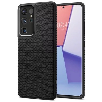 Samsung Galaxy S21 Ultra (G998B) Spigen Liquid Air melns cieta silikona apvalks | vacins.lv