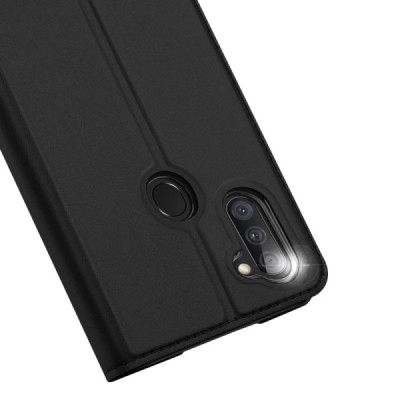 Samsung Galaxy M11 (M115F) Dux Ducis Skin sērijas melns ādas atvērams maciņš | Vacins.lv