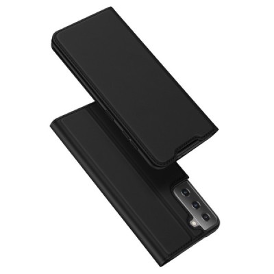 Dux Ducis Skin серии Samsung Galaxy S21 (G991B) чёрный кожаный чехол-книжка | Vacins.lv