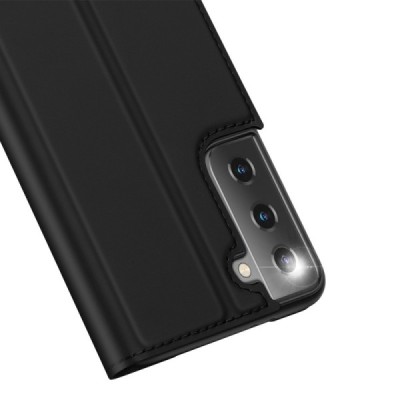 Dux Ducis Skin серии Samsung Galaxy S21 (G991B) чёрный кожаный чехол-книжка | Vacins.lv