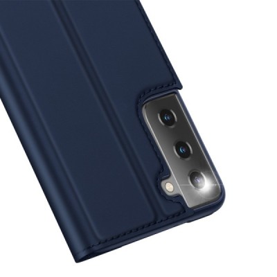 Dux Ducis Skin серииSamsung Galaxy S21 (G991B) синий кожаный чехол-книжка | Vacins.lv