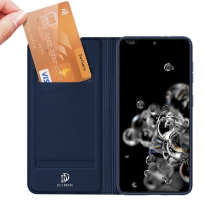 Samsung Galaxy S21+ (G996B) Dux Ducis Skin sērijas zils ādas atvērams maciņš | Vacins.lv