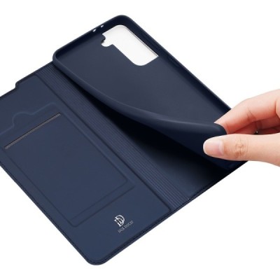 Samsung Galaxy S21+ (G996B) Dux Ducis Skin sērijas zils ādas atvērams maciņš | Vacins.lv