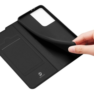 Samsung Galaxy S21 Ultra (G998B) Dux Ducis Skin sērijas melns ādas atvērams maciņš | Vacins.lv
