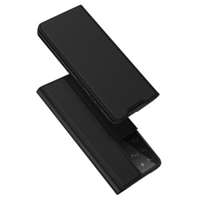 Samsung Galaxy S21 Ultra (G998B) Dux Ducis Skin sērijas melns ādas atvērams maciņš | Vacins.lv
