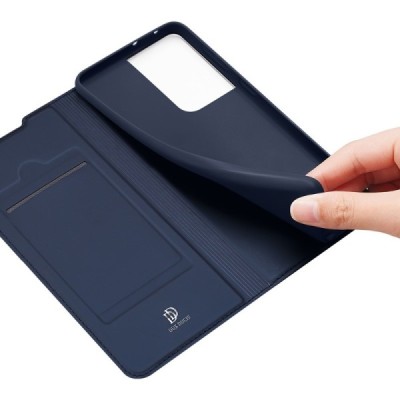 Samsung Galaxy S21 Ultra (G998B) Dux Ducis Skin sērijas zils ādas atvērams maciņš | Vacins.lv