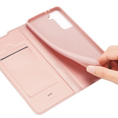 Dux Ducis Skin серии Samsung Galaxy S21+ (G996B) розовый кожаный чехол-книжка | Vacins.lv