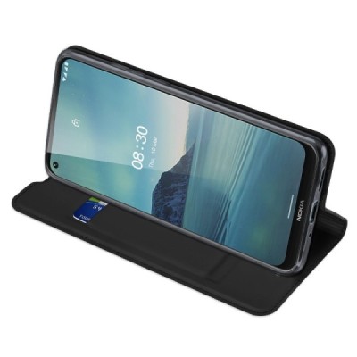 Nokia 3.4 Dux Ducis Skin sērijas melns ādas atvērams maciņš | Vacins.lv