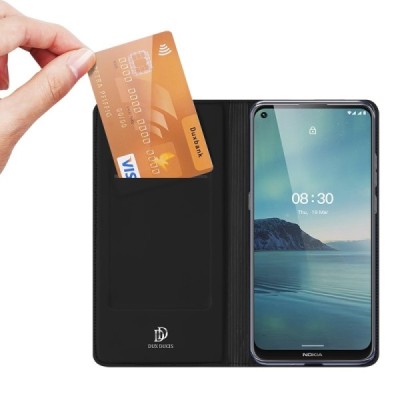 Nokia 3.4 Dux Ducis Skin sērijas melns ādas atvērams maciņš | Vacins.lv