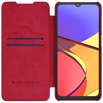 Greznais „Nillkin“ Qin sērijas ādas atvērams sarkans Samsung Galaxy A12 (A125F) | Vacins.lv
