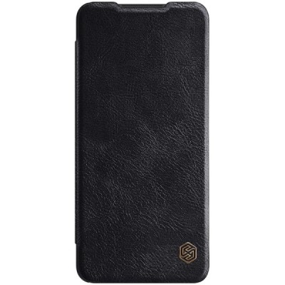 Роскошный чёрный кожаный чехол Nillkin Qin Series для Xiaomi Mi 10T Lite 5G | Vacins.lv
