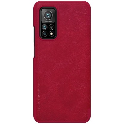 Роскошный красный кожаный чехол Nillkin Qin Series для Xiaomi Mi 10T (Mi 10T Pro) | Vacins.lv