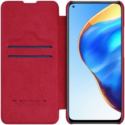 Роскошный красный кожаный чехол Nillkin Qin Series для Xiaomi Mi 10T (Mi 10T Pro) | Vacins.lv