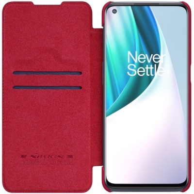 Greznais „Nillkin“ Qin sērijas ādas atvērams sarkans OnePlus Nord N10 5G | Vacins.lv