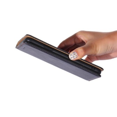 Твердый чёрный кожаный чехол-книжка для Samsung Galaxy S21 Ultra (G998B) | Vacins.lv