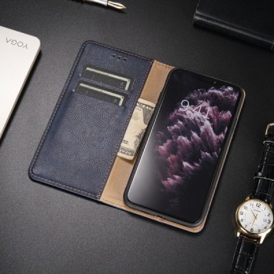 Samsung Galaxy S21 Ultra (G998B) Solīds zils ādas atvērams maciņš | Vacins.lv