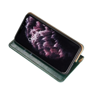 Samsung Galaxy S21 Ultra (G998B) Solīds zaļš ādas atvērams maciņš | Vacins.lv