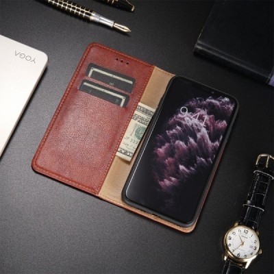 Samsung Galaxy S21 Ultra (G998B) Solīds brūns ādas atvērams maciņš | Vacins.lv