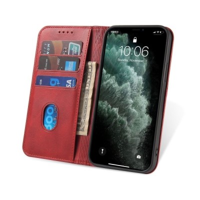 Samsung Galaxy S21+ (G996B) „Split“ красный кожаный чехол-книжка | Vacins.lv