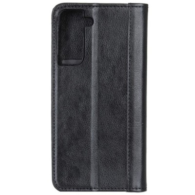 Samsung Galaxy S21 (G991B) чёрный кожаный чехол-книжка | Vacins.lv