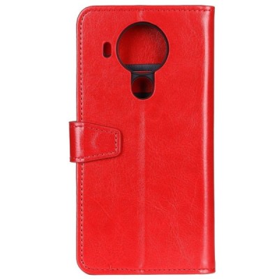 Nokia 5.4 atvēramais ādas sarkans maciņš (maks) | Vacins.lv