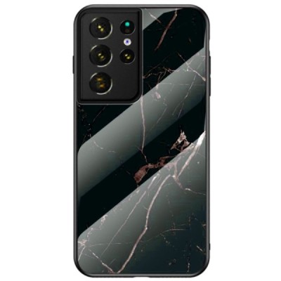 Samsung Galaxy S21 Ultra (G998B) „Marble“ cieta silikona (TPU) melns / zelta apvalks | vacins.lv