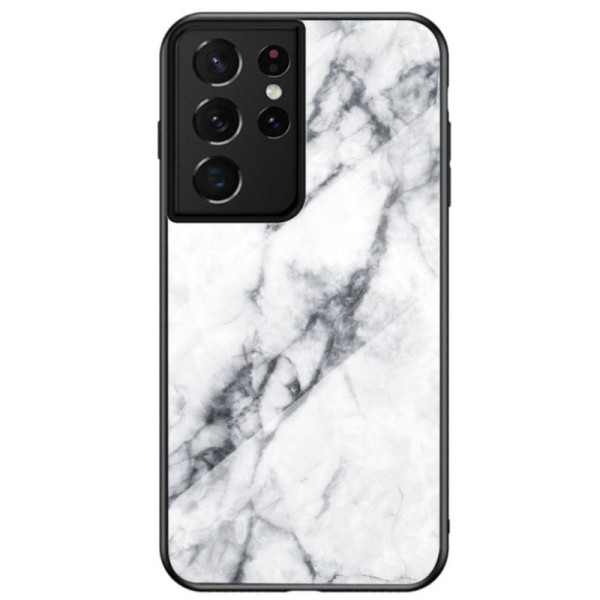„Marble“ cieta silikona (TPU) apvalks - balts (Galaxy S21 Ultra)