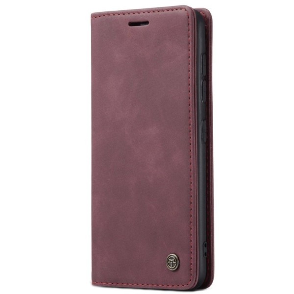 „CaseMe“ Retro solīds atvēramais ādas maciņš - bordo (Galaxy S21+)