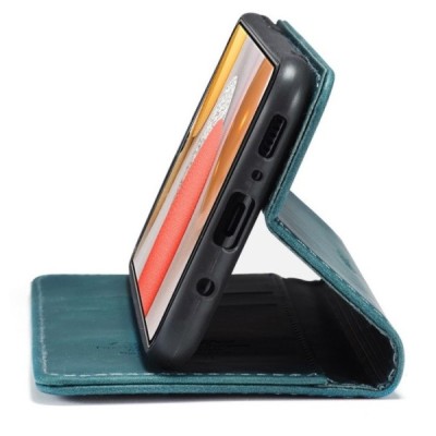 Samsung Galaxy S21+ (G996B) CaseMe Retro solīds atvēramais ādas zaļš maciņš - maks | Vacins.lv