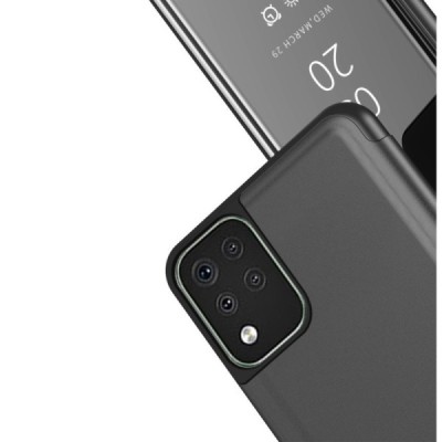 LG K42 (K52) plastmasas atvērams melns ādas maciņš | Vacins.lv