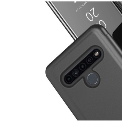 LG K61 открываемый чёрный пластиковый чехол-книжка | Vacins.lv