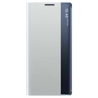Samsung Galaxy S21 (G991B) View Line открываемый серебристый кожаный чехол - книжка | Vacins.lv