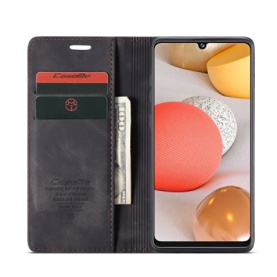 Samsung Galaxy A42 5G CaseMe Retro solīds atvēramais ādas melns maciņš - maks | Vacins.lv
