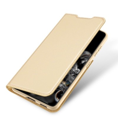 Samsung Galaxy S21+ (G996B) Dux Ducis Skin sērijas zelta ādas atvērams maciņš | Vacins.lv