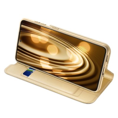Dux Ducis Skin серии Samsung Galaxy S21 (G991B) золотой кожаный чехол-книжка | Vacins.lv