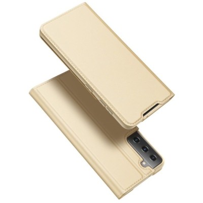 Dux Ducis Skin серии Samsung Galaxy S21 (G991B) золотой кожаный чехол-книжка | Vacins.lv