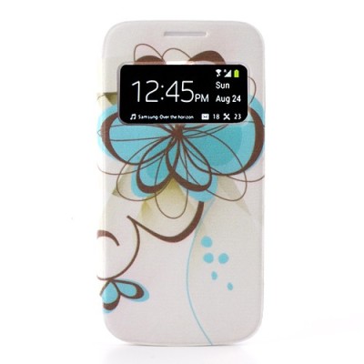 Samsung Galaxy S4 Mini S View atvēramais puķains maciņš / Vacins.lv