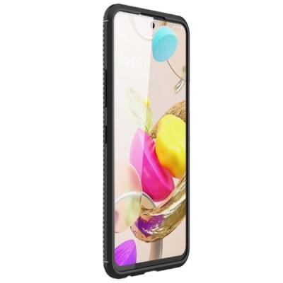 LG K42 „Carbon“ Fiber твердый силиконовый чехол (TPU) - черный | Vacins.lv