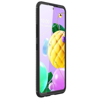 LG K52 „Carbon“ Fiber твердый силиконовый чехол (TPU) - черный | Vacins.lv