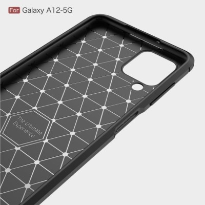 Samsung Galaxy A12 (A125F) „Carbon“ cieta silikona (TPU) melns apvalks | vacins.lv