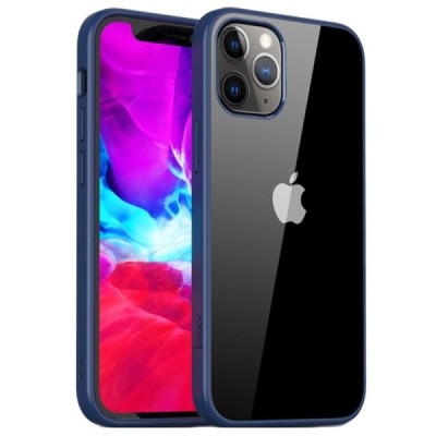 Apple iPhone 12 (12 Pro) „IPAKY“ Royal силиконовый прозрачный чехол с синей рамкой | Vacins.lv