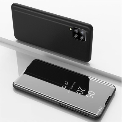 Samsung Galaxy A42 5G plastmasas atvērams melns ādas maciņš | Vacins.lv