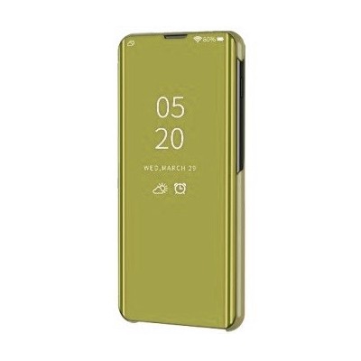 Samsung Galaxy A42 5G plastmasas atvērams zelta ādas maciņš | Vacins.lv