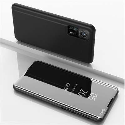 Xiaomi Mi 10T (Mi 10T Pro) plastmasas atvērams melns ādas maciņš | Vacins.lv
