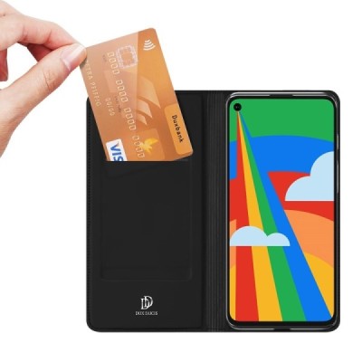 Google Pixel 5 „Dux Ducis“ Skin sērijas melns ādas atvērams maciņš | Vacins.lv